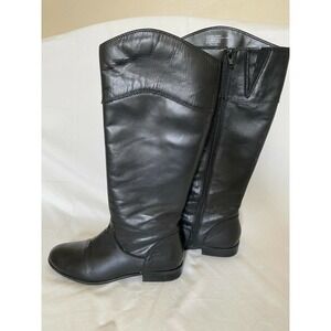 Womens Black Riding Boots 7.5 Leather Zipper GUC